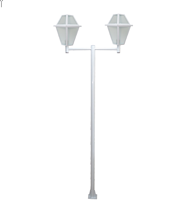 Luminária Imperial Dupla C/ Poste de Braço Reto Branco - 3 Metros