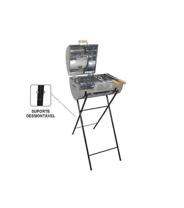 Churrasqueira Master Grill Mista Com Grelha e Espetos - Aço Inox