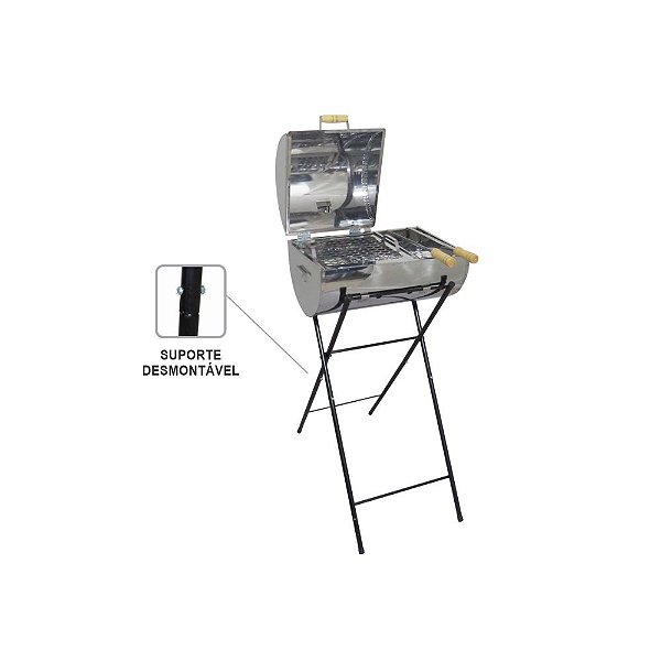 Churrasqueira Master Grill Mista Com Grelha e Espetos - Aço Inox