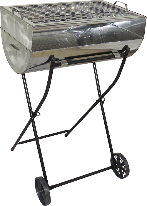 Churrasqueira Grelha Grill Inox Nº2 Com Grelha e Carrinho - Em Aço Inox