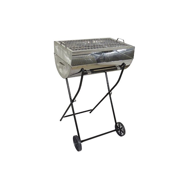 Churrasqueira Grelha Grill Inox Nº2 Com Grelha e Carrinho - Em Aço Inox