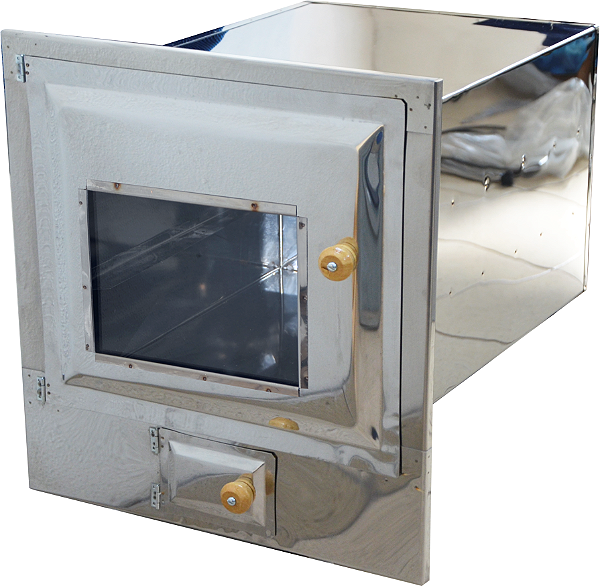 Forno para fogão à lenha popular inox nº4 - com frente de vidro