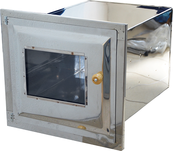 Forno para fogão à lenha popular inox nº3 - com frente de vidro