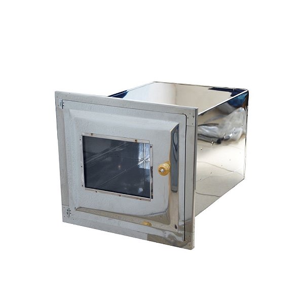 Forno para fogão à lenha popular inox nº3 - com frente de vidro