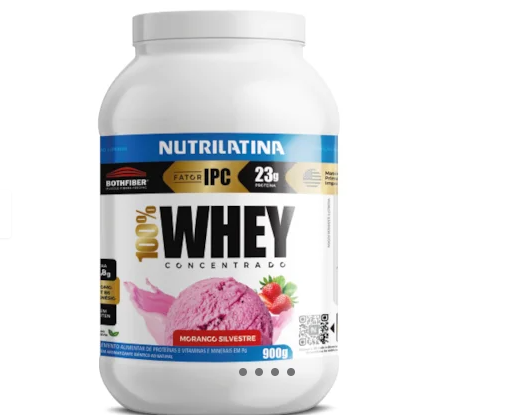100% Whey Protein Concentrado Nutrilatina 900g Morango