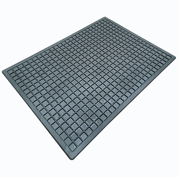 Tapete de Borracha Quadriculado Preto