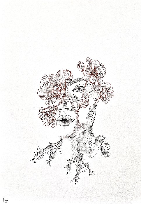te olho entre flores | A4 | ilustração original
