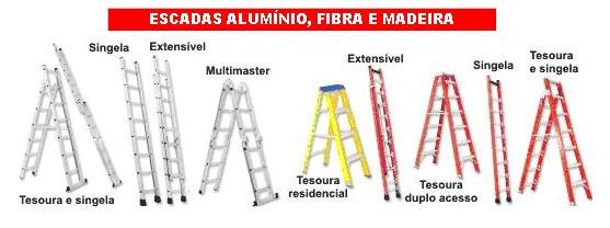 Escadas Aluminio e Fibra e Madeira