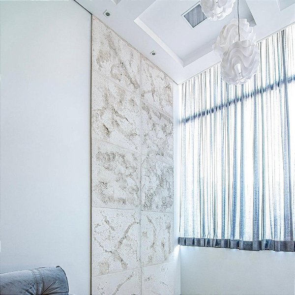 Revestimento Placa Cimentícia Rústica 90x90 - Toscana White