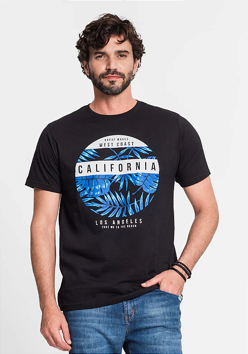 Camiseta Masculina Estampada Select Preto