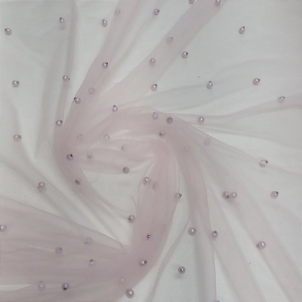 Tule c/ pérolas - Rosa bb