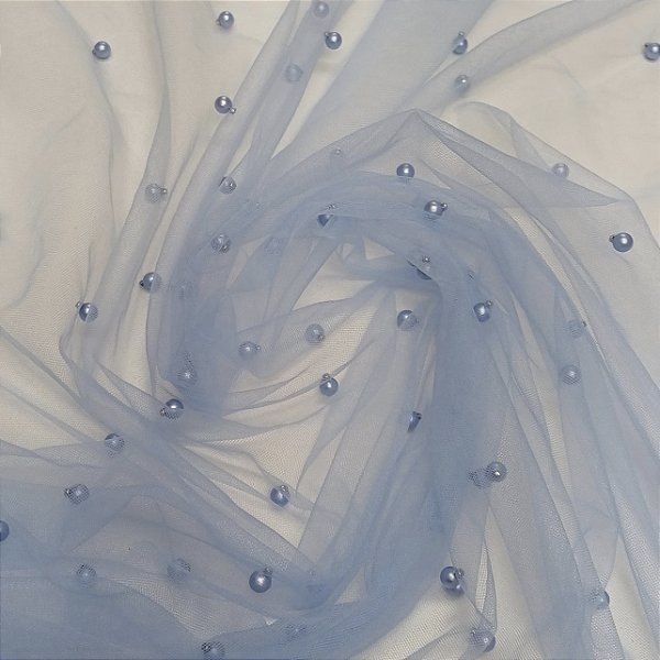 Tule c/ pérolas - Azul Serenity