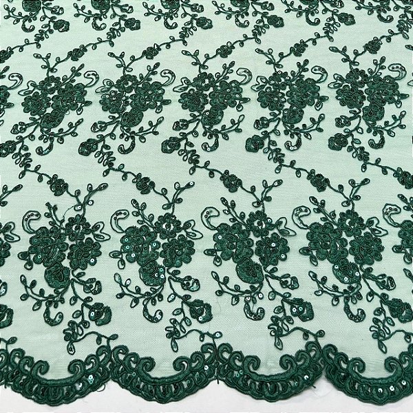 Renda c/ paetê 1041 Verde Esmeralda