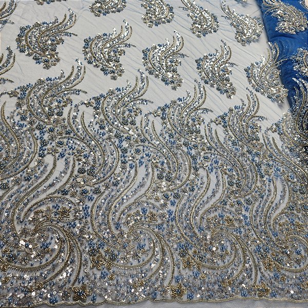 Tule Bordado 15610 Azul Royal