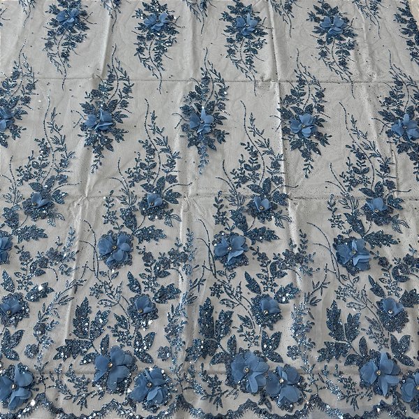 Tule Florata Azul Serenity