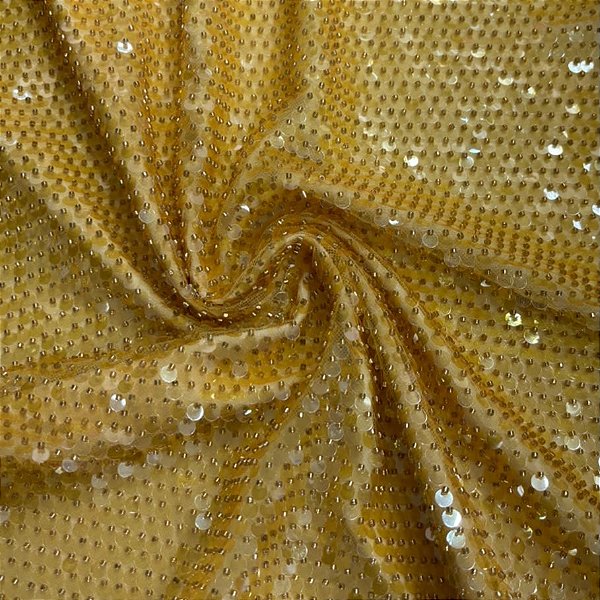 Paetê Bordado Sereia Amarelo