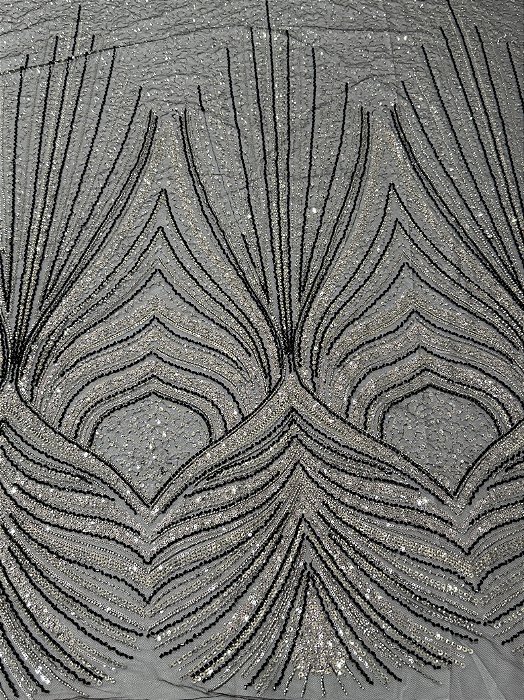 Renda Pedraria 942-2 Preto-Prata