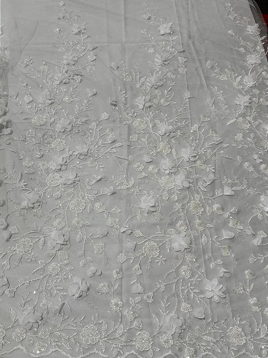 Renda Pedraria 3D PD1011 Branco