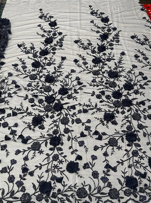 Renda Pedraria 3D PD1011 Azul Marinho