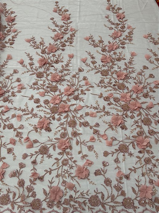 Renda Pedraria 3D PD1011 Rose
