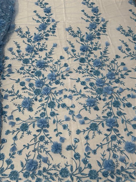 Renda Pedraria 3D PD1011 Azul Serenity