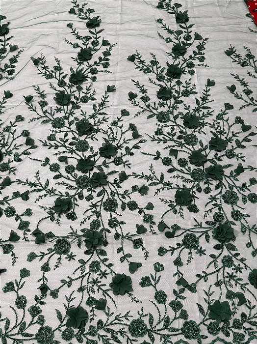 Renda Pedraria 3D PD1011 Verde Esmeralda