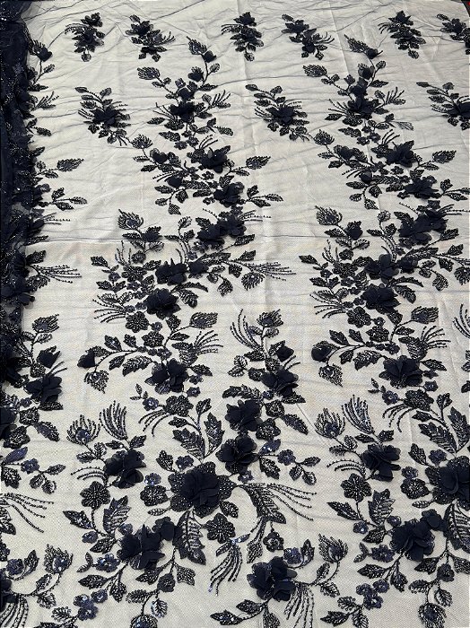 Renda Pedraria 3D PD1012 Azul Marinho