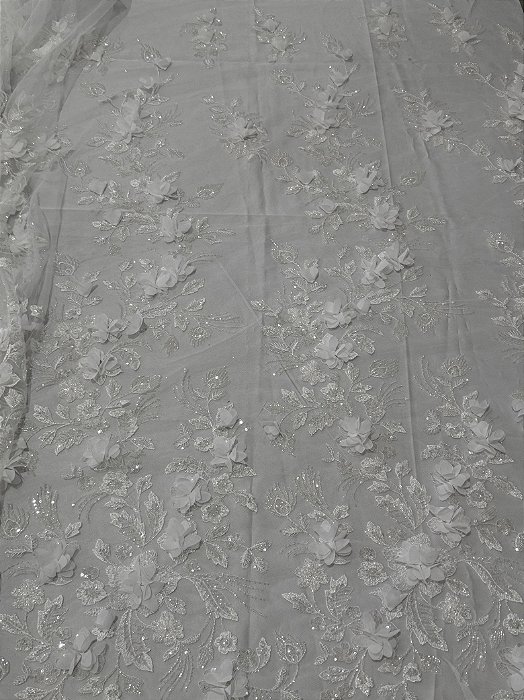 Renda Pedraria 3D PD1012 Branco
