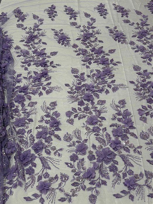 Renda Pedraria 3D PD1012 Lilás