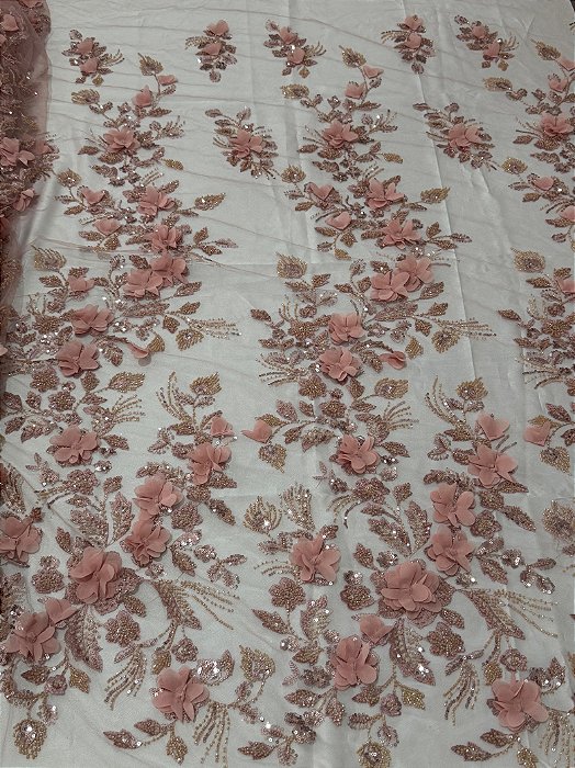 Renda Pedraria 3D PD1012 Rose