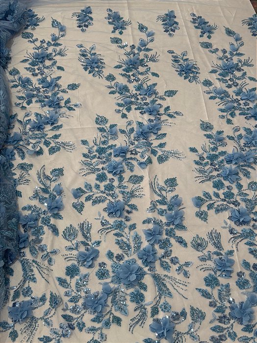 Renda Pedraria 3D PD1012 Azul Serenity