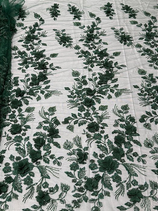 Renda Pedraria 3D PD1012 Verde Esmeralda