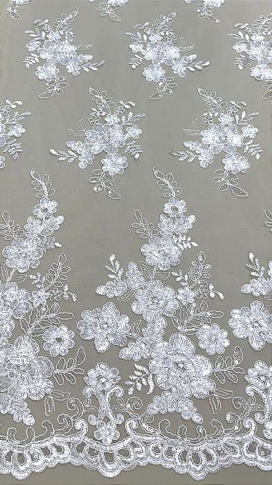 Renda c/ paetê 8984 Branco