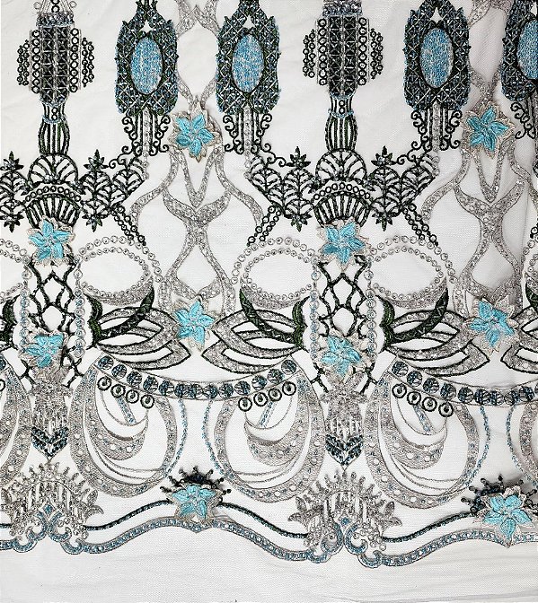 Renda Pedraria A50794 Folhagem Green