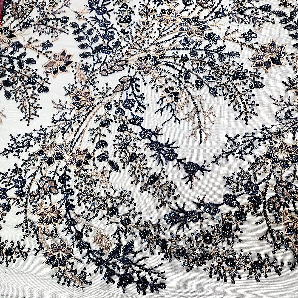 Renda Pedraria HS1666 Preto/Serenity