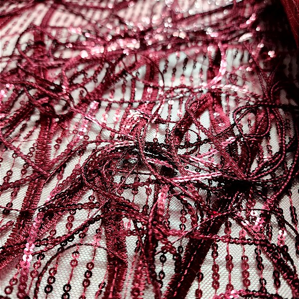 Tule paetizado c/ franja Marsala