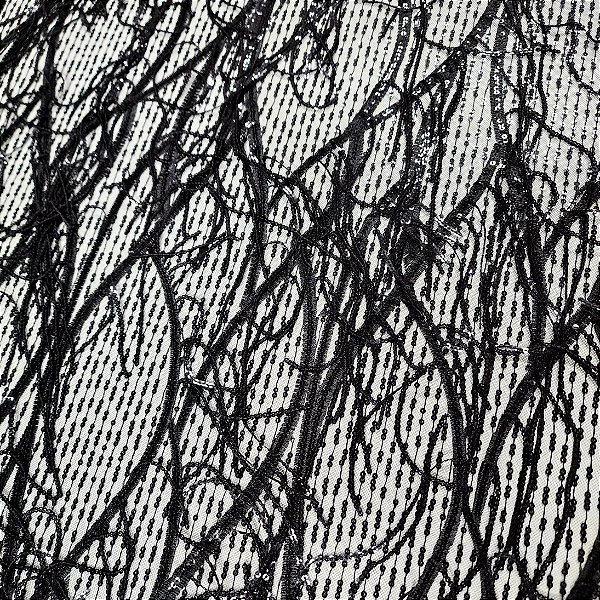 Tule paetizado c/ franja Preto