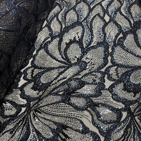 Renda Pedraria 70561 Azul Marinho/Preto