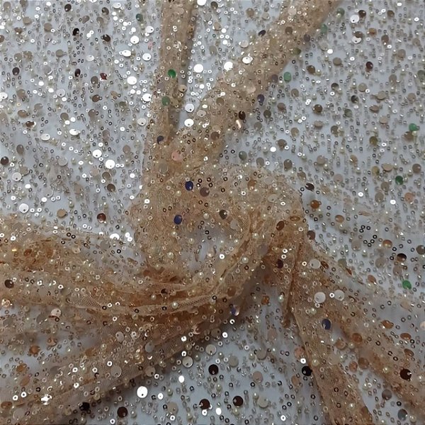 Tule Glamour Dourado Claro