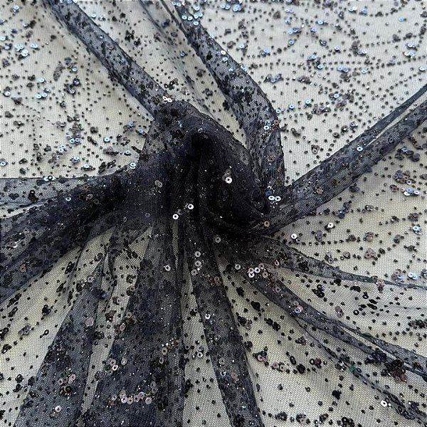 Tule c/ paetê P225 Azul Marinho