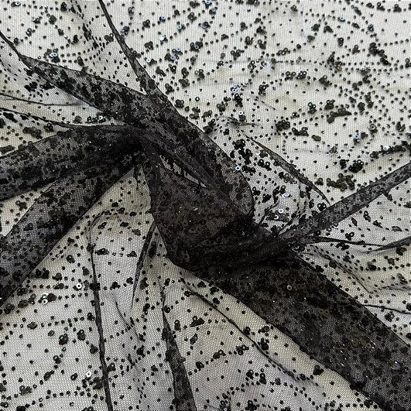 Tule c/ paetê P225 Preto