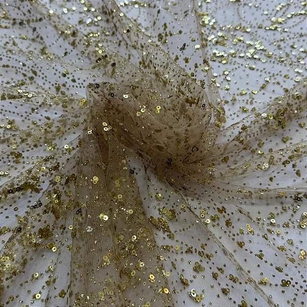 Tule c/ paetê P225 Dourado