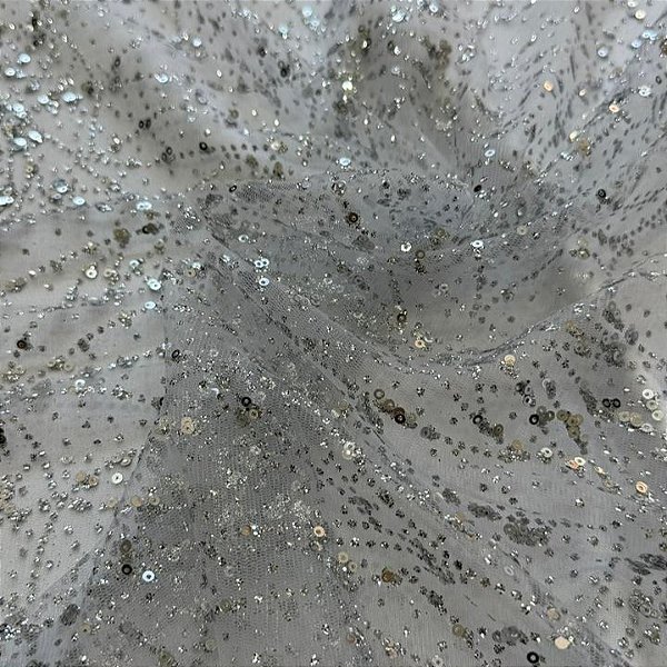 Tule c/ paetê P225 Prata