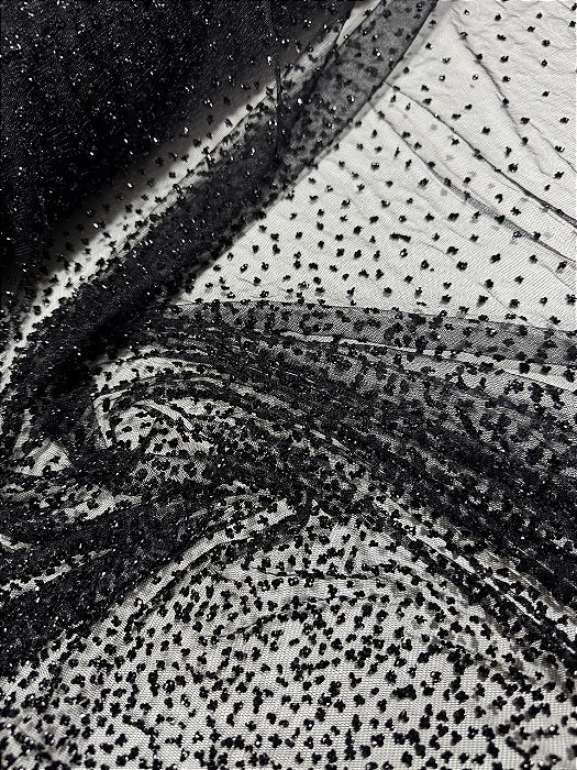 Tule Diamante Quebrado 22609 - Preto/Preto