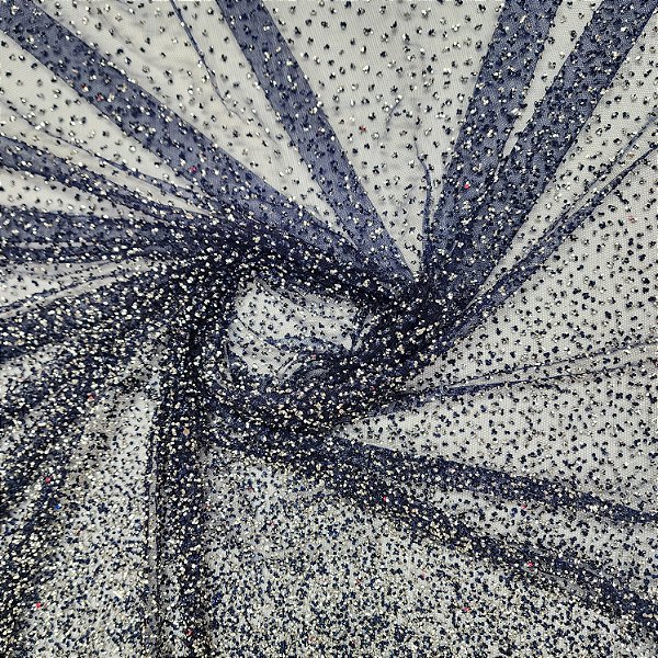 Tule Diamante Quebrado 22609 - Azul Marinho/Prata