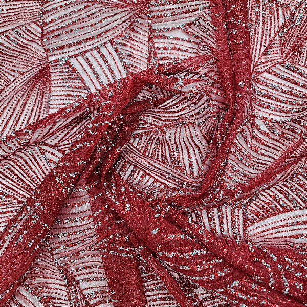 Tule Diamante Quebrado Des.LYX158 Vermelho