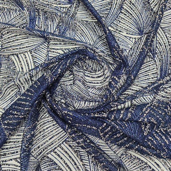 Tule Diamante Quebrado Des.LYX158 Azul Marinho