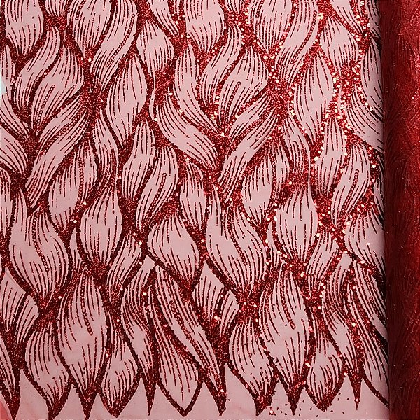 Tule Boreal c/ paetê P228 Vermelho