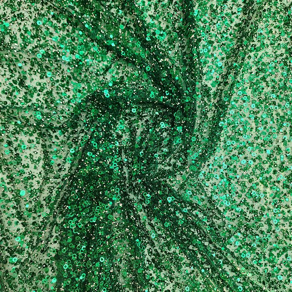 Tule Diamante Quebrado c/ Paetê 7915 Verde Esmeralda