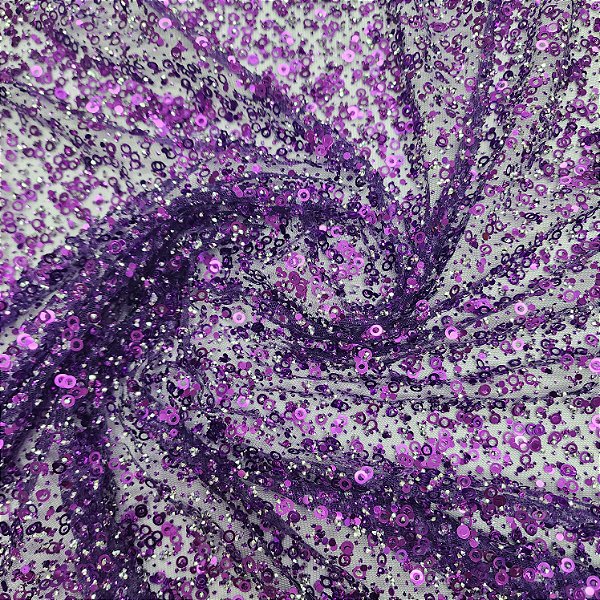 Tule Diamante Quebrado c/ Paetê 7915 Roxo